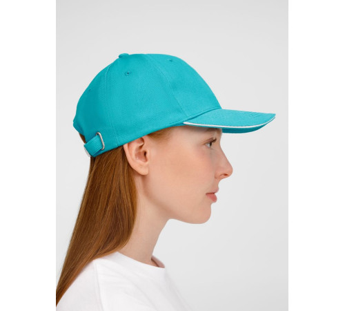 Бейсболка Buffalo, бирюзовая с белым