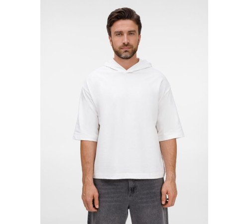 Футболка оверсайз унисекс с капюшоном Neofit, молочно-белая