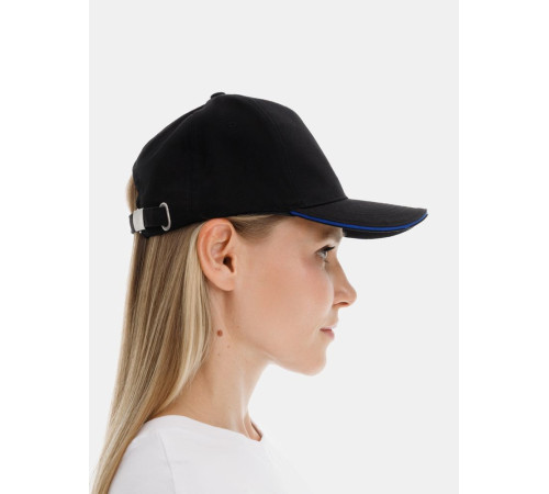 Бейсболка Long Beach, черная с ярко-синим