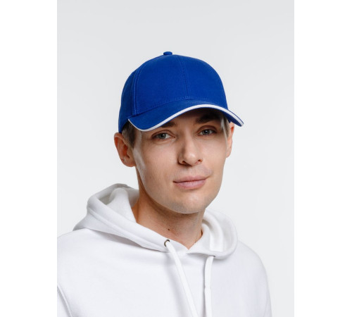 Бейсболка Spiker, ярко-синяя с белым