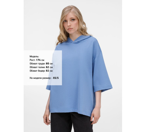 Футболка оверсайз унисекс с капюшоном Neofit, синяя