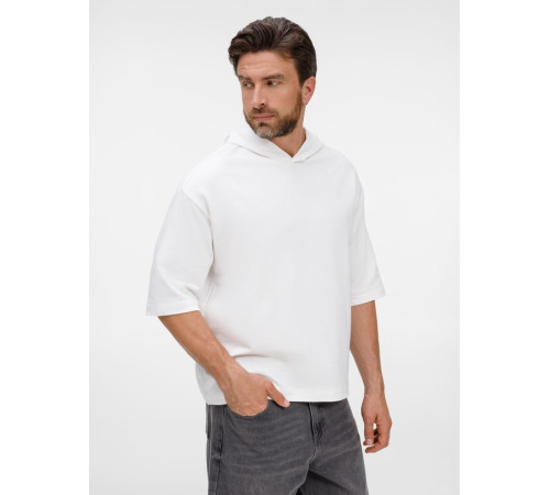 Футболка оверсайз унисекс с капюшоном Neofit, молочно-белая