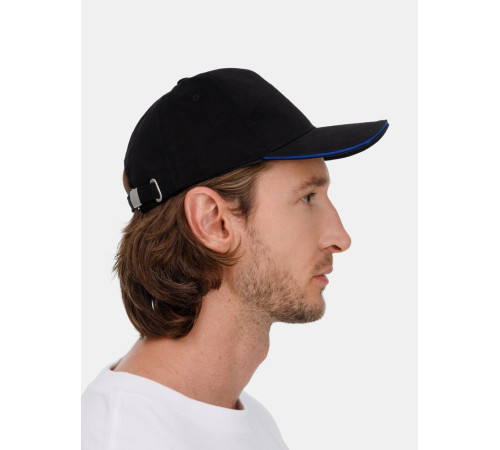 Бейсболка Long Beach, черная с ярко-синим