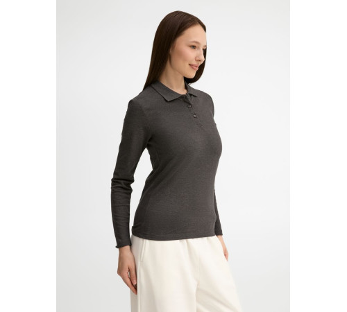Рубашка поло женская с длинным рукавом Perfect LSL Women, черный меланж