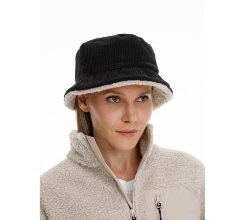 Панама Bucket двусторонняя утепленная, темно-серая с бежевым