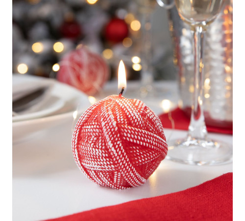 Свеча Kniteam, клубок, красный