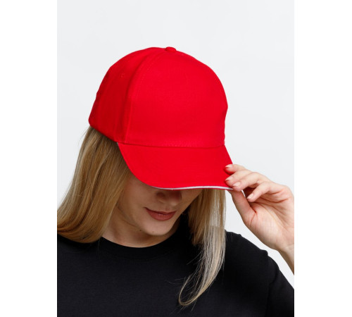 Бейсболка Long Beach, красная с белым