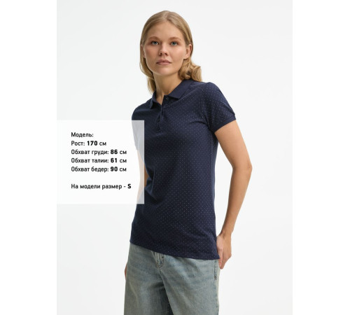 Рубашка поло женская Brandy Women, темно-синяя с белым