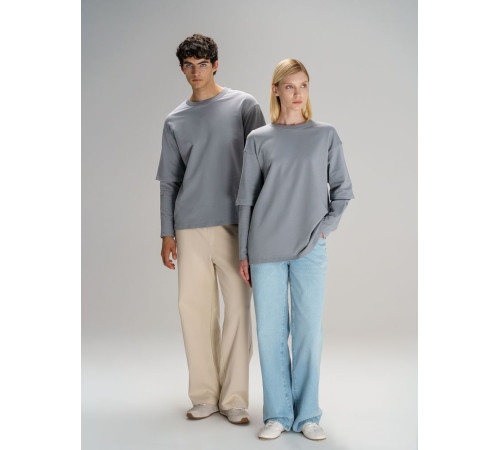 Футболка оверсайз с двойным рукавом Kosmos, светло-серая