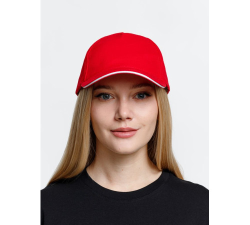 Бейсболка Long Beach, красная с белым