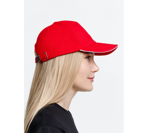 Бейсболка Long Beach, красная с белым