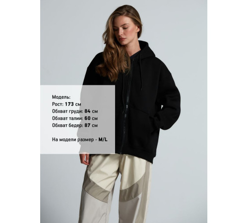 Толстовка унисекс оверсайз Zippy, черная