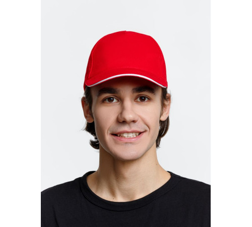 Бейсболка Long Beach, красная с белым