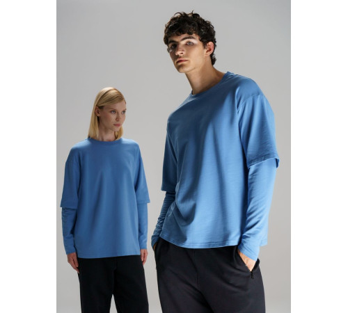 Футболка оверсайз с двойным рукавом Kosmos, синяя