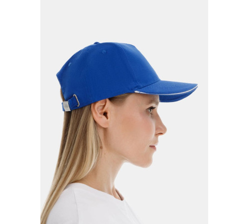 Бейсболка Long Beach, ярко-синяя с белым