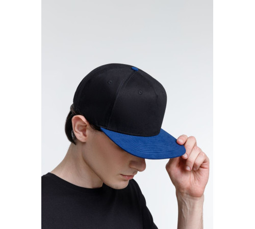 Бейсболка Foreside с прямым козырьком, черная с синим