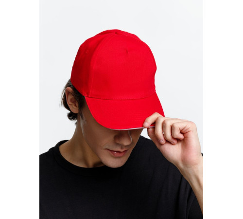 Бейсболка Long Beach, красная с белым