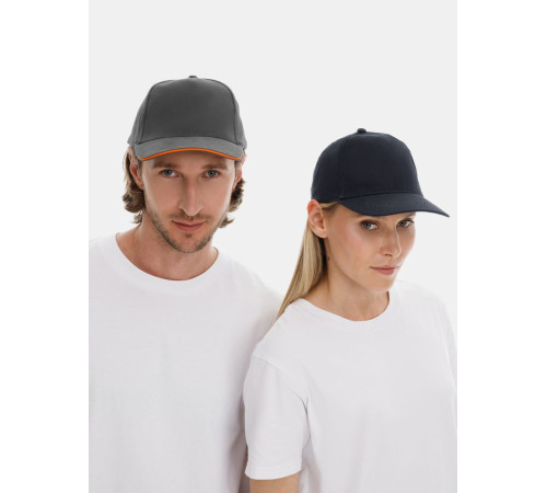 Бейсболка Long Beach, серая с оранжевым