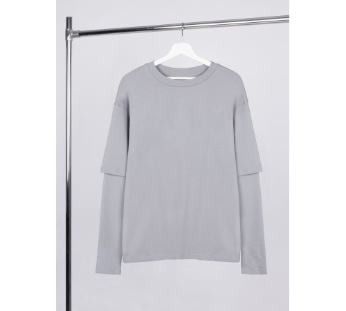 Футболка оверсайз с двойным рукавом Kosmos, светло-серая