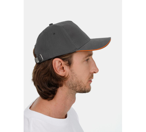Бейсболка Long Beach, серая с оранжевым