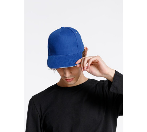 Бейсболка Classic, ярко-синяя с белым кантом