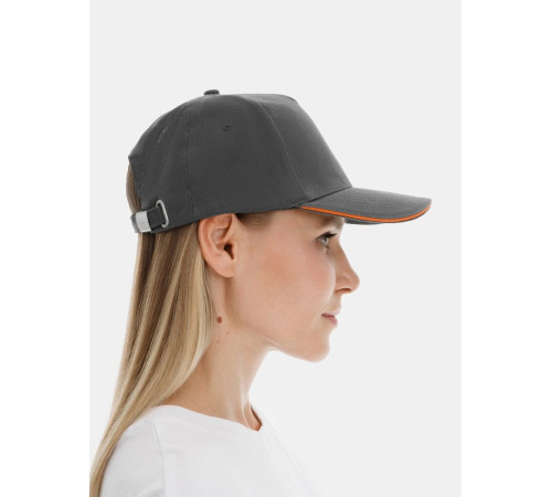 Бейсболка Long Beach, серая с оранжевым