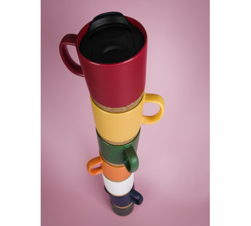 Кружка с пробковой подставкой Corky Walk, желтая