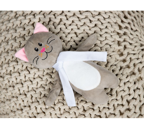 Мягкая игрушка Beastie Toys, котик с белым шарфом