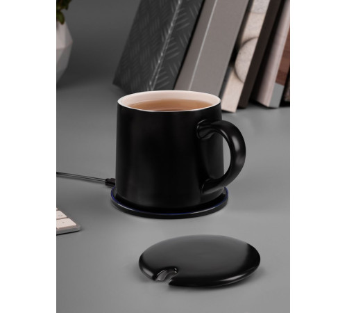Кружка с подогревом и беспроводной зарядкой Dual Base ver. 2.0 Matt, черная