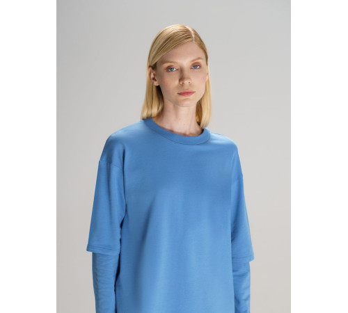 Футболка оверсайз с двойным рукавом Kosmos, синяя