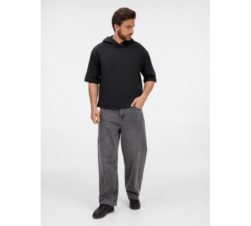 Футболка оверсайз унисекс с капюшоном Neofit, черная