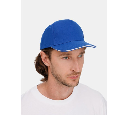 Бейсболка Long Beach, ярко-синяя с белым