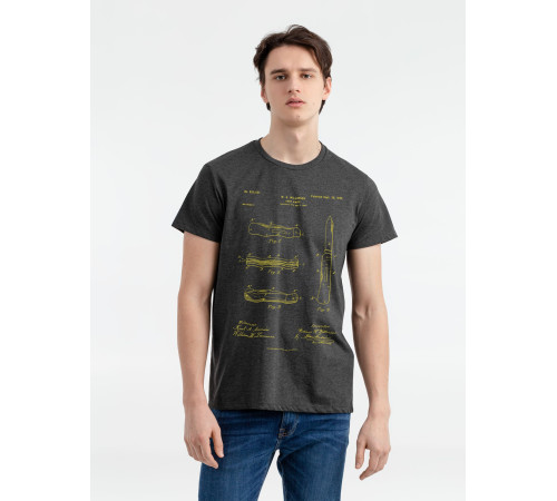 Футболка приталенная Old Patents. Knife, черный меланж