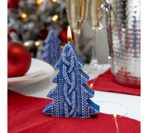Свеча Kniteam, елка, синяя