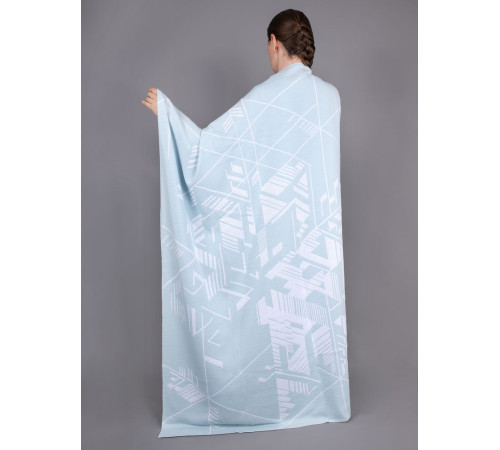 Плед Winterflake, бело-голубой с люрексом