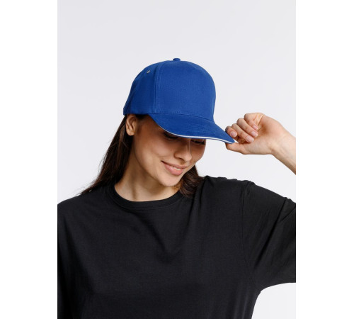 Бейсболка Classic, ярко-синяя с белым кантом