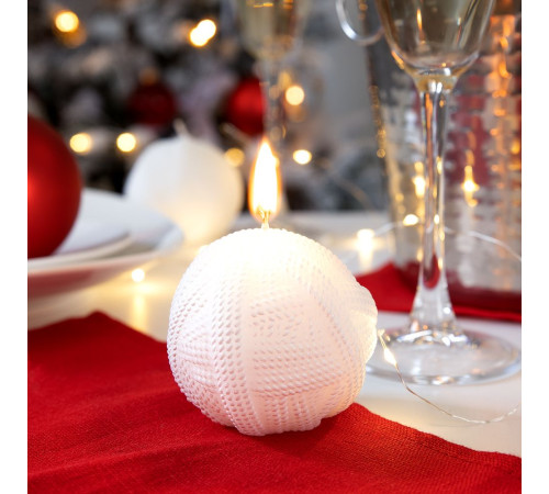 Свеча Kniteam, клубок, белый