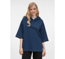 Футболка оверсайз унисекс с капюшоном Neofit, темно-синяя