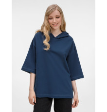 Футболка оверсайз унисекс с капюшоном Neofit, темно-синяя