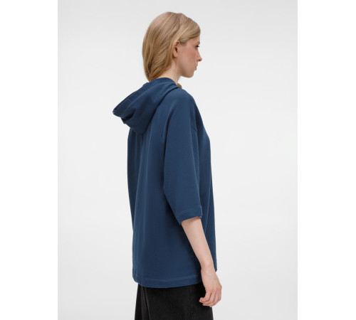 Футболка оверсайз унисекс с капюшоном Neofit, темно-синяя