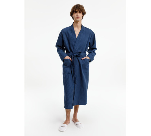 Халат вафельный Kimono, темно-синий