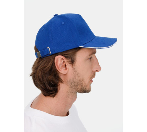 Бейсболка Long Beach, ярко-синяя с белым