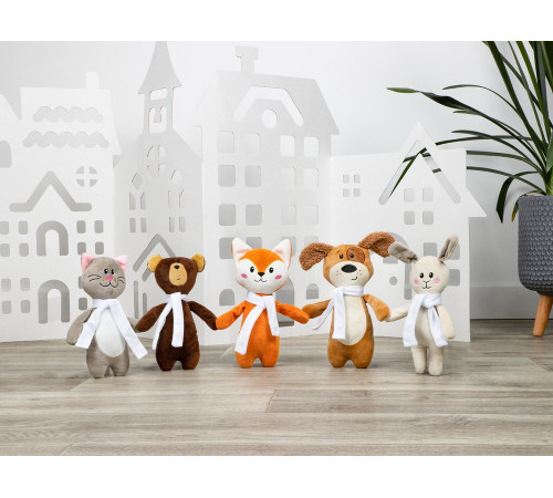 Мягкая игрушка Beastie Toys, мишка с белым шарфом