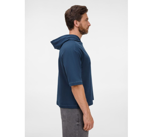 Футболка оверсайз унисекс с капюшоном Neofit, темно-синяя