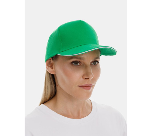 Бейсболка Long Beach, ярко-зеленая с белым