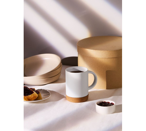 Кружка с пробковой подставкой Corky для сублимационной печати, матовая, белая