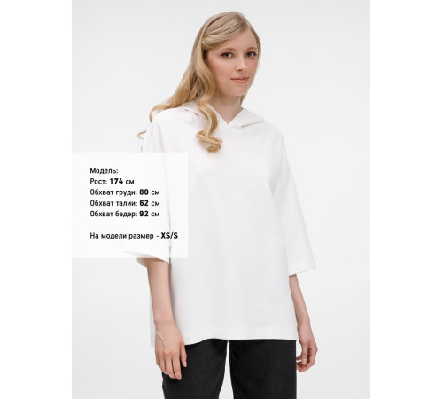 Футболка оверсайз унисекс с капюшоном Neofit, молочно-белая