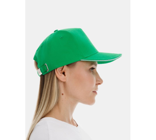 Бейсболка Long Beach, ярко-зеленая с белым