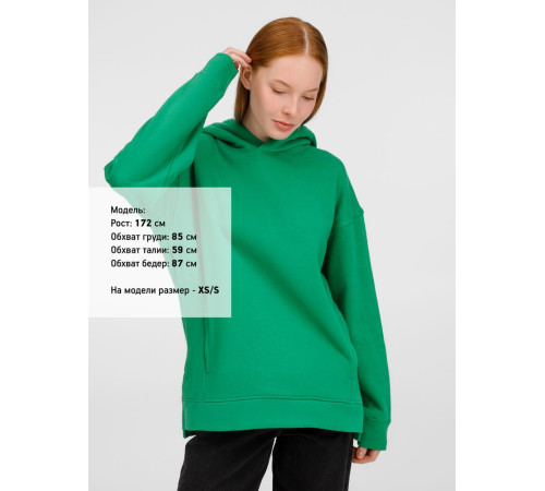 Худи оверсайз унисекс Tolla, зеленое