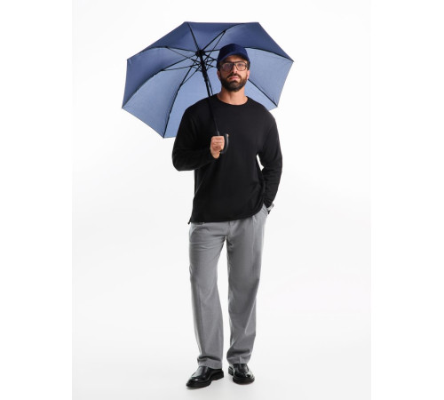 Зонт-трость Magic с проявляющимся рисунком в клетку, темно-синий